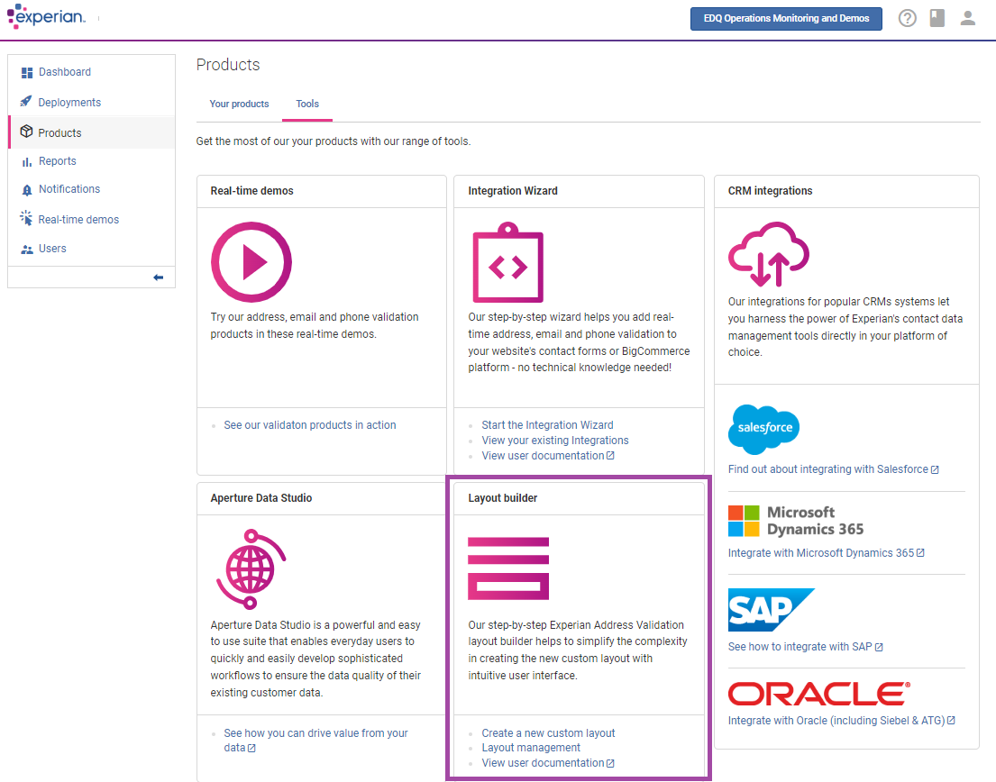 Location of the Layout builder in the Self Service Portal.