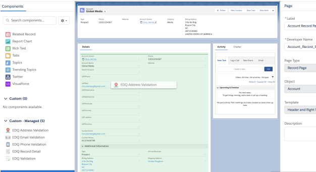 View of configure parameters