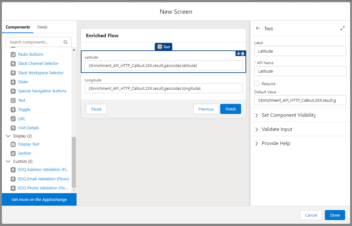 Screen to show Enrichment response