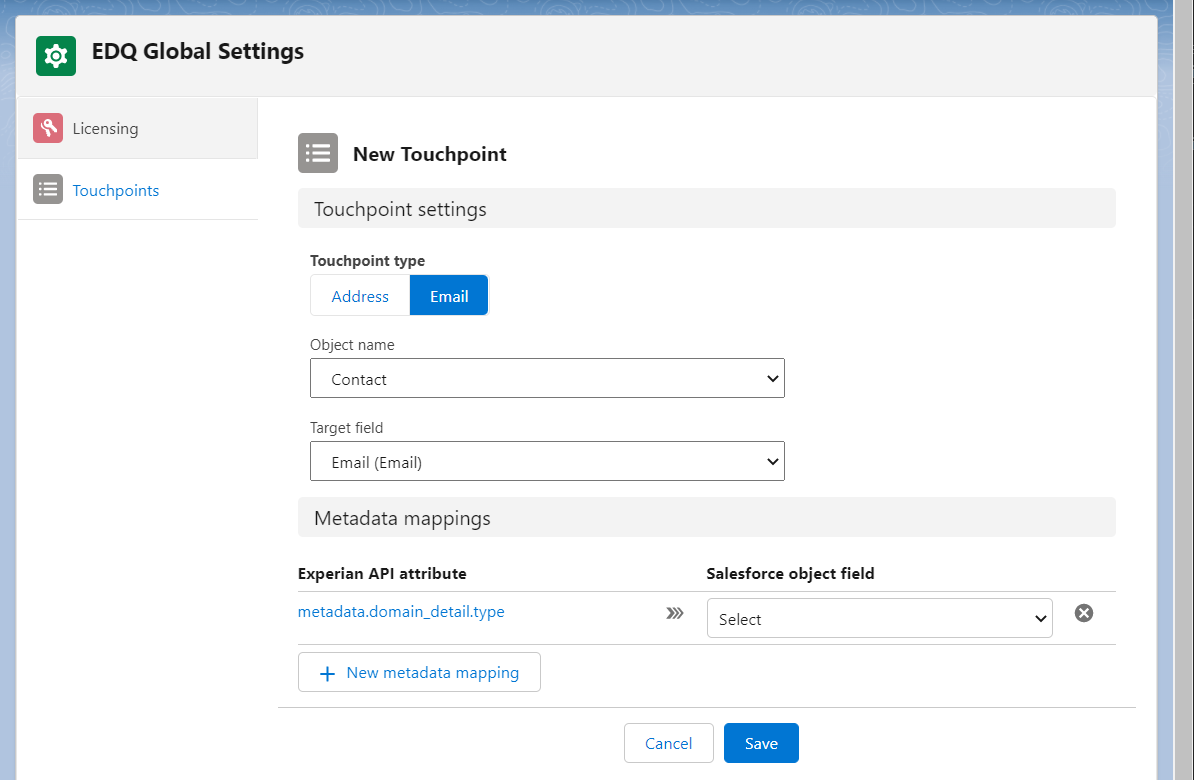 Email metadata mappings